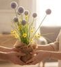 Purple Silk Plastic And Jute Chic Artificial Dandelion Arrangement Flower Bunch With Jute Wrap