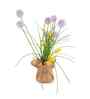 Purple Silk Plastic And Jute Chic Artificial Dandelion Arrangement Flower Bunch With Jute Wrap