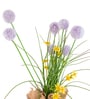 Purple Silk Plastic And Jute Chic Artificial Dandelion Arrangement Flower Bunch With Jute Wrap