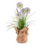 Purple Silk Plastic And Jute Faux Allium Flower Bunch With Jute Wrap
