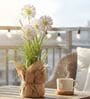 Purple Silk Plastic And Jute Faux Allium Flower Bunch With Jute Wrap