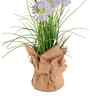 Purple Silk Plastic And Jute Faux Allium Flower Bunch With Jute Wrap