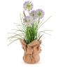 Purple Silk Plastic And Jute Faux Allium Flower Bunch With Jute Wrap