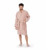 Purple Solid 100% Cotton Men Bathrobe With Slippers (XL)