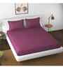 Purple Solid 144 TC Cotton King Fitted Bedsheet Bedsheet 2 Pillow Shades Collection