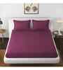 Purple Solid 144 TC Cotton King Fitted Bedsheet Bedsheet 2 Pillow Shades Collection