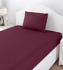 Purple Solid 150 TC Cotton Single Bed Sized Bedsheet With 1 Pillow Cover 