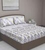 Purple Traditional 180 TC Cotton Queen Sized Bed Sheets with 2 Pillow Covers