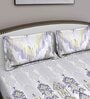 Purple Traditional 180 TC Cotton Queen Sized Bed Sheets with 2 Pillow Covers