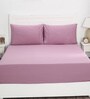 Purple Solid 200 TC Cotton King Sized Bed Sheets with 2 Pillow Covers