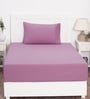Purple Solid 200 TC Cotton Single Bedsheet With 1 Pillow Cover