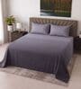 Purple Solid 400 TC Super King Size Bedsheet with 2 Pillow Covers Luxury Series Collection