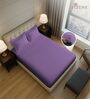 Purple Solid 400 TC Cotton King Sized Fitted sheet with 2 Pillow Covers