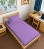Purple Solid 400 TC Cotton Single Sized Fitted sheet with 1 Pillow Cover