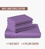Purple Solid 400 TC Cotton Super King Sized Bedsheet with 4 Pillow Covers