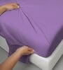 Purple Solid 400 TC Cotton Super King Sized Bedsheet with 4 Pillow Covers