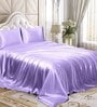 Purple Solid 400 TC Satin Queen Fitted Bedsheet with 2 Satin Pillow covers