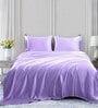 Purple Solid 400 TC Satin Queen Fitted Bedsheet with 2 Satin Pillow covers
