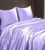Purple Solid 400 TC Satin Queen Fitted Bedsheet with 2 Satin Pillow covers