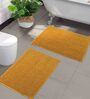 Mustard Solid Chenille 24x16 Inches AntiSkid Bath Mats (Set of 2)