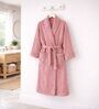 Purple Solid Cotton Men Bath Robe With Belt (L)