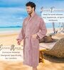 Purple Solid Cotton Men Bath Robe With Belt (L)