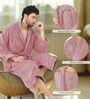 Purple Solid Cotton Men Bath Robe With Belt (XL)