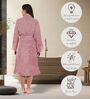 Purple Solid Cotton Women Bath Robe With Belt (M)