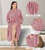 Purple Solid Cotton Women Bath Robe With Belt (M)