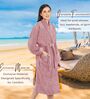 Purple Solid Cotton Women Bath Robe With Belt (S)