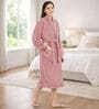Purple Solid Cotton Women Bath Robe With Belt (XL)