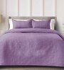 Purple Solid GSM 300 Pure Cotton King Size Bedcover With 2 Pillow Covers