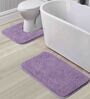 Purple Solid Polyester 28x20 Inches AntiSkid 1 Bathmat & 1 Contour Mat