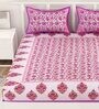 Purple Traditional 120 TC 100% Cotton Queen Bedsheet With 2 Pillow Covers