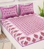 Purple Traditional 120 TC 100% Cotton Queen Bedsheet With 2 Pillow Covers