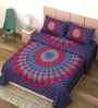 Purple Traditional 180 TC Cotton  King Sized Bedsheet with 2 Pillow Covers