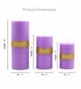 Purple Wax Pillar Candles Set Of 3