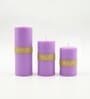 Purple Wax Pillar Candles Set Of 3