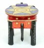 Purple Wood Brass Metal Painting Elephant Stool
