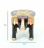 Purple Wood Brass Metal Painting Elephant Stool