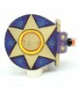 Purple Wood Brass Metal Painting Elephant Stool
