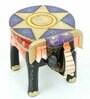 Purple Wood Brass Metal Painting Elephant Stool