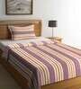 Purple Geometric 300 TC Cotton Single Bed Cover with 1 Pillow Cover