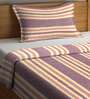 Purple Geometric 300 TC Cotton Single Bed Cover with 1 Pillow Cover