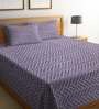 Purple Zig Zag Cotton Double 300 TC Bed Cover With 2 Pillow Covers