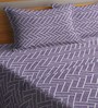 Purple Zig Zag Cotton Double 300 TC Bed Cover With 2 Pillow Covers