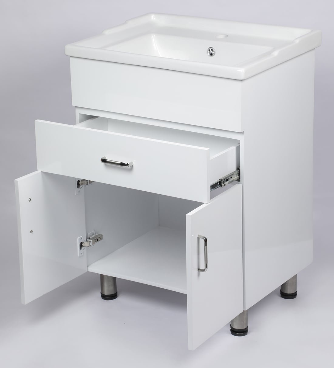Buy PVC Floor Rested Bathroom Vanity In White by JJ Sanitaryware Online