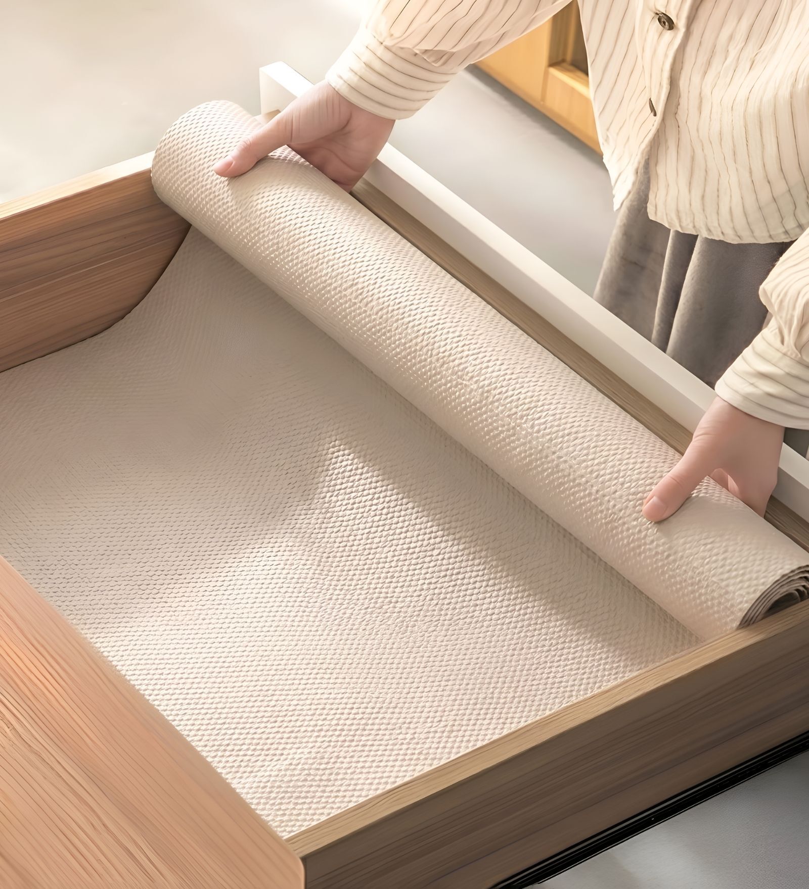 Taupe PVC Anti Slip Shelf Liner 30.4 x 150 cm