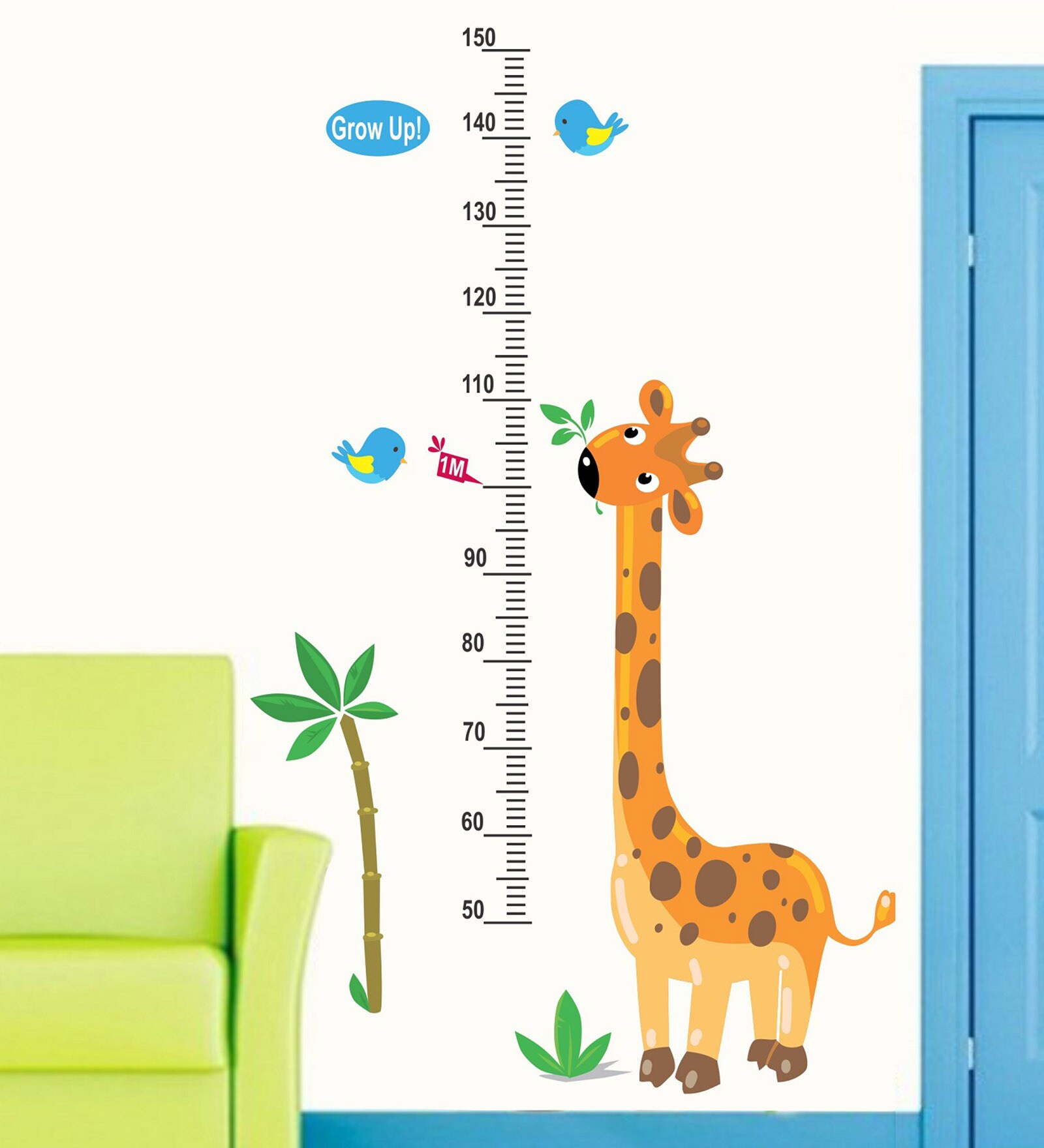 Cute Giraffe Pvc Vinyl Height Chart