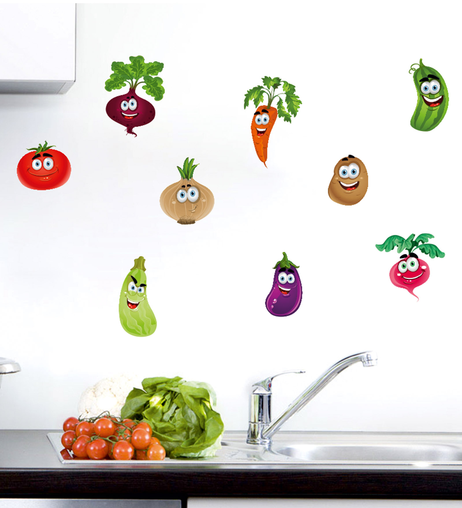 PVC Vinyl Cartoon Vegetables Wall Sticker